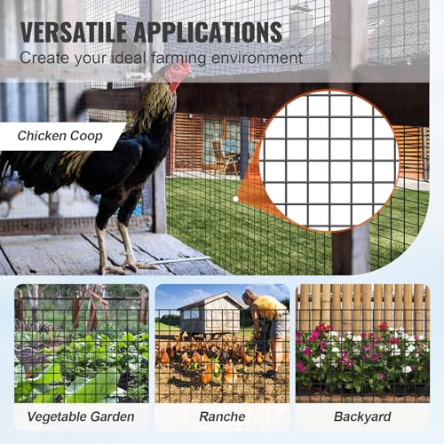 VEVOR Hardware Cloth, 48'' x 50' 1/2inch Galvanized Wire Mesh Roll, 19 Gauge Chicken Wire Fence Roll, Vinyl Coating Metal Wire Mesh for Chicken Coop Barrier, Rabbit Snake Fences, Poultry Enclosures - size: 1/2inch 48'' x 50'