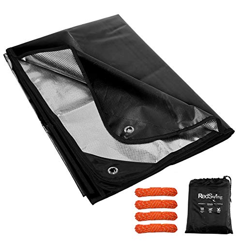 Heavy Duty Reflective Survival Space Blanket, Multipurpose Emergency Thermal Blanket for All Weather, Black - color: Silver Black