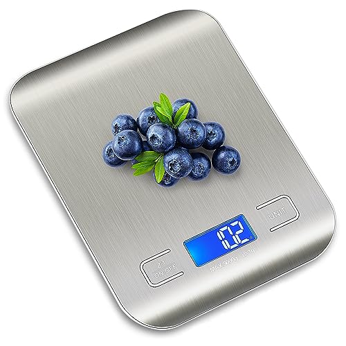 Food Scale, Kitchen Scale, Weight Scale Grams and Ounces | Weight Scale Grams and Ounces, For Weight Loss, Baking, Cooking, Keto and Meal Prep, LCD Display, 304 Stainless Steel