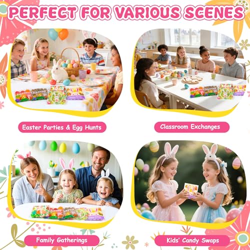 100PCS Easter Self Sealing Cookie Bags - 4x4 Inch Clear Cellophane Treat Bags with Happy Easter Bunny Designs for Candy Goodie Gifts Packaging, Ideal for Classroom Exchange, Party Favors - color: Easter - 100PCS