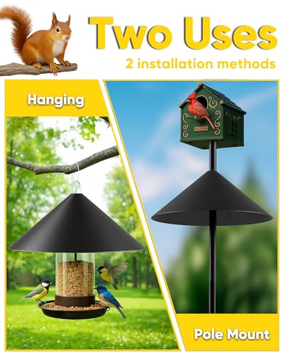 19 Inch Metal Squirrel Baffle for Bird Feeder Pole | Squirrel Proof Bird Feeders for Outdoors Hanging Cover for Rain Guard, Rust Proof Chew Proof Heavy, 1 Pack