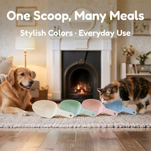 Dog Food Scoop 1 Cup, One Cup Measuring Cup, Food Grade Melamine Pet Food Measuring Scoop with 1/2&1/4 Cup Markings, Long Handle Food Scoop For Cat, Bird, Rabbit, Sturdy & Dishwasher Safe (Green) - color: Green