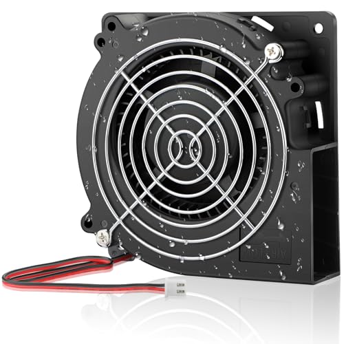 GDSTIME 120mm x 32mm Blower 12V Waterproof IP67 Fan 2Pin Dual Ball Bearing | High Airflow, Squirrel Cage, DC Brushless, Centrifugal, for RV Fridge, Car Audio Amplifiers, PSU, Inverter, Fireplace Cooling - size: 120x32mm