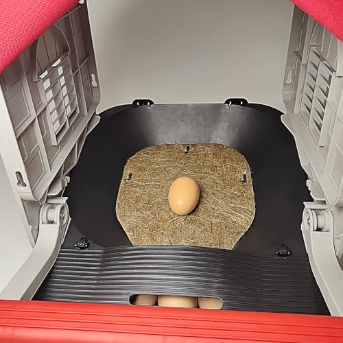Roll Away Chicken Nesting Box, 13° Auto Egg Collection Tray, Clip-Lock Decoy Egg & 3 Jute Pads, Enclosed Easy-to-Clean Hen House, Indoor & Outdoor Chicken Coop Accessory(1Pack)