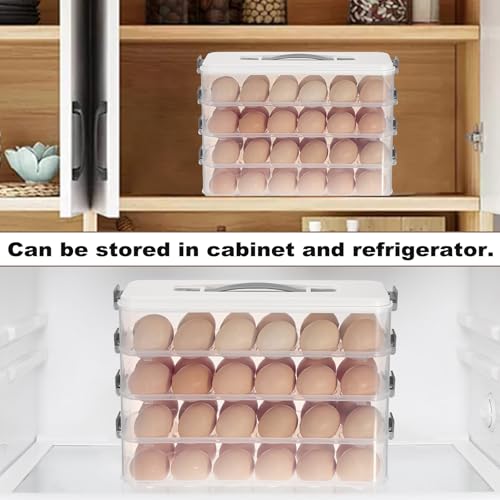 BSTKEY Deviled Egg Containers with Lid, 4 Layer Deviled Egg Platter Carrier Trays for 48 Eggs, Fridge Stackable Portable Egg Holder with Handle for Home Kitchen Party Easter Picnic - size: 4 Layer