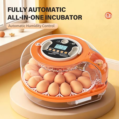 26 Incubators for Hatching Eggs Smart Voice Control Incubator with Auto Temp Humidity Automatic Egg Turning 360° View Built in Egg Candler and Chick Holding Area for Chicken Duck Goose Quail Eggs