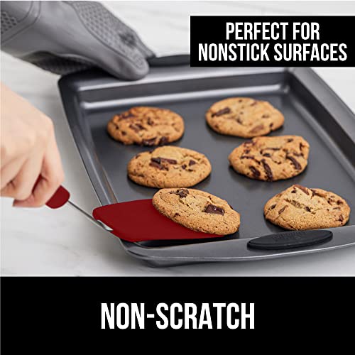 Gorilla Grip Silicone Spatula and Meat Tenderizer, Flexible Silicone Spatula Size 11.6 inch, BPA Free Heat Resistant, Spiked Side Meat Tenderizer, Both in Red Color, 2 Item Bundle