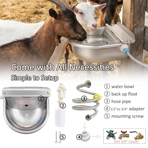 Automatic Water Dispenser for Dogs and Cats - Stainless Steel Dog Water Bowl Dispenser Outdoor Large Pets Waterer Feeder for Poultry and Livestock