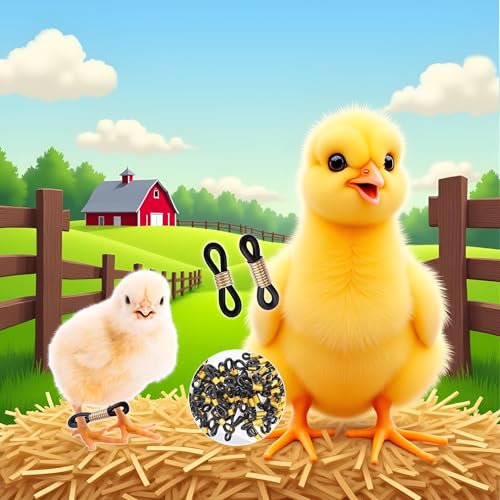 50 Pcs Black Baby Chick Splay Leg Hobble Chicken Leg Bands,Adjustable Chicken Hobble Braces for Spraddle Leg Repair Poultry Care Supplies,Bird Ducks Newly Hatched,Poultry Feeding and Watering Supplies