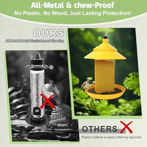 All-Metal Finch Feeder, Squirrel Resistant Nyjer Seed Bird Feeder Yellow | 2.5 lb capacity, powder-coated all-metal mesh resists squirrels and weather while keeping nyjer seed fresh and accessible. - color: Yellow, size: 2.5 LB