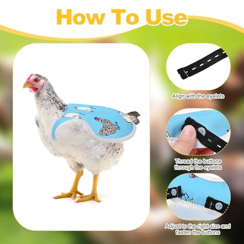 M METERXITY 2-Pack Chicken Saddle for Hens, 4.9 Inch Polyester Chicken Apron Back Protector with Adjustable Strap, Vest Jacket Mating Clothe [Blue]