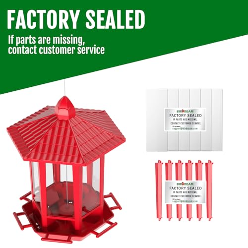 Birdream Bird Feeders for Outdoor Hanging, Fun Installation Pagoda Design Wild Birdfeeder, Attracting Wild Birds Sparrows Finch Cardinal Goldfinch Chickadee - Red - color: Red, size: 1 PACK