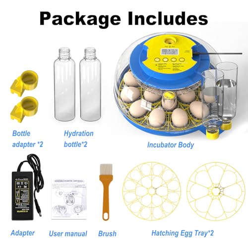 Cieex 18 Egg Incubator for Hatching Chicken, Quails, Ducks, Parrots, Geese with Automatic Egg Turning and Humidity Control, Blue & White ABS Terrarium Incubator