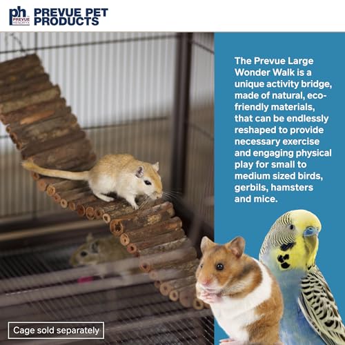 Prevue Pet Products Natural Large Wonder Walk Bird & Small Animal Ladder | Wooden Cage Accessories for Climbing, Exercise, Hanging Activity Bridge for Birds, Hamsters, Gerbils & Mice - size: Large