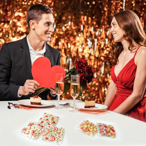 ZYLOP Valentines Cookie Bags - 100PCS 4x4 In Red Self-Sealing Valentine's Cellophane Treat Bags for Candy Snacks,Small Gifts, Clear Goodie Bags for Valentine's Day, Birthday, Party Favors - 2.8 Mil - color: Red Heart 100pcs