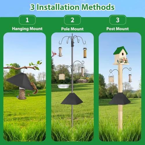 16 Inch Metal Squirrel Baffle for Bird Feeder Pole, Black, 2 Pack | Squirrel Proof Bird Feeders for Outdoors ,Hanging Feeders,0.6" - 1.38" Shepherd’s Hook,4x4 Wooden Posts and Tree Trunks - size: 2pcs
