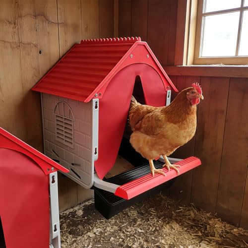 Roll Away Chicken Nesting Box, 13° Auto Egg Collection Tray, Clip-Lock Decoy Egg & 3 Jute Pads, Enclosed Easy-to-Clean Hen House, Indoor & Outdoor Chicken Coop Accessory(1Pack)