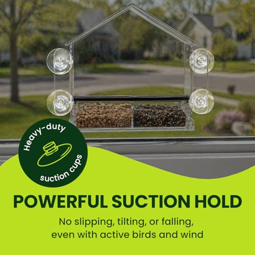 Window Bird Feeder with Strong Suction Cups, Clear Acrylic Window Mounted Bird Feeder, Removable Sliding Tray, Weather-Resistant, Durable, Squirrel-Resistant, Home Style - size: Home