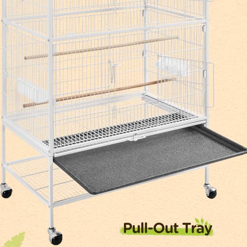 Yaheetech 52inch Bird Cage Extra Large Parakeet Parrot Cage for Lovebird Cockatiel Conure Finch with Rolling Stand White - color: White, size: 31.1"L x 20.4"W x 52.0"H