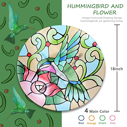 MUMTOP Glass Bird Bath Outdoor with Metal Stand, Garden Feeder, Hummingbird | Glass Large Bird Baths Bowl with Metal Stand for Outdoors, Hummingbird Patterns Bird Feeder for Outside Garden, Patio Decor