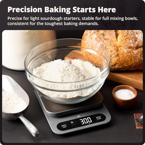 Greater Goods Digital Food Scale for Kitchen & Baking, 22lb High Capacity | Stainless Steel Platform, Hi-Def LCD, 1g Precision, Tare. Weighs g/oz/lb/ml. For Sourdough, Bread & Bulk Cooking, Large Bowls