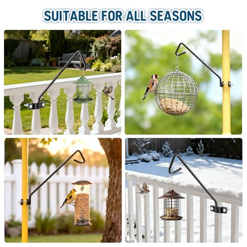11 Inch Long Fence Deck Hook Rail Hanging Mounting Kit Heavy Duty Bird Feeder Hook Decorative Hanger for Bird Feeders Planters Suet Baskets Lanterns on Balcony Porch Railing Fence - size: 11in Long Fence Hook-1 Pack