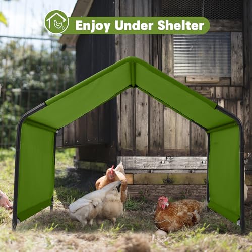 Dog Shade Shelter Outdoor 4'x4'x3' Tent for Large Medium Dogs, Outside Sun Rain Canopy Pet House for Livestock Pigs Cats with Waterproof Roof Ground Nails,Deep Green - color: Green