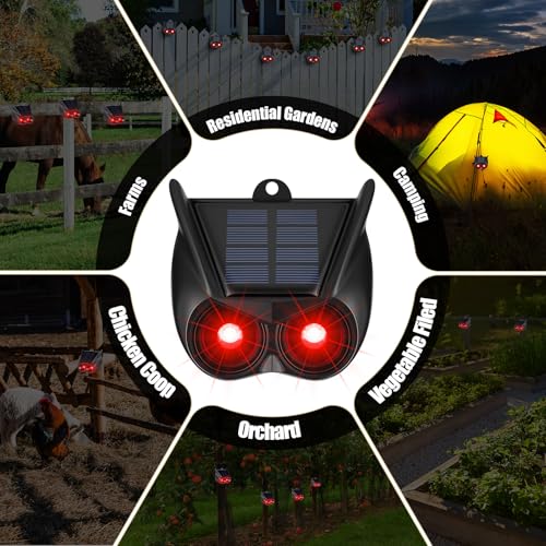 Qualirey 6 Pack Solar Animal Repellent Nocturnal Predator Control Light Animal Repellent for Coyote, Raccoon, Deer, Skunk Outdoor Animal Predator Deterrent Devices for Garden Yard Farm Chicken Coop