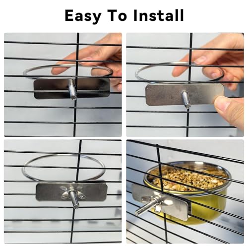 4 Pcs Parrot Feeding Dish Cups,Stainless Steel Bird Food Water Bowls | Parrot Cage Feeder with Clamp Holder Small Bird Feeding Cup for Parakeet Cockatiels Conure Budgies Chinchilla Small Animal - size: 4pcs Yellow