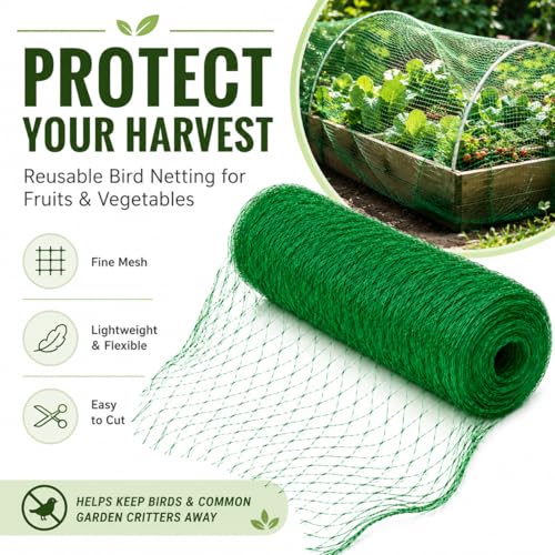 Garden Netting, 6.8 x 16.4 FT Bird Netting for Garden Plant Protection, Reusable Fine Mesh for Fruit Trees, Vegetable Plants, Blueberry Bushes, Raised Beds, Chicken Coop (6.8x16.4ft) - size: 6.8X16.4FT