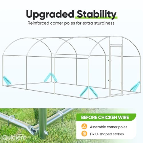 Quictent Essential Series 18x9ft Metal Chicken Coop Run w/Climbing Ladder | Walk-in Outdoor Poultry Cage with PVC Coated Chicken Wire, Hen Duck Rabbit Farm House, Waterproof Anti-UV Cover - size: 18x9ft