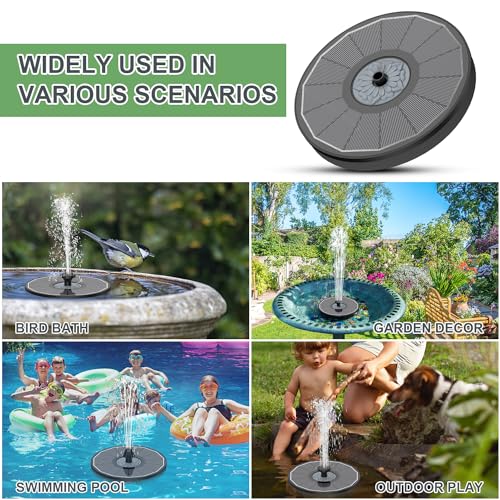 Yzert Solar Fountain for Bird Bath Direct Sunlight High Efficiency 3.5W Glass Panel Solar Water Fountain Outdoor Garden Flower (Black) - color: Black