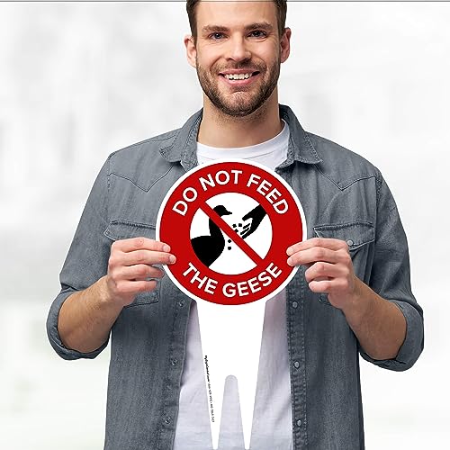 Please Do Not Feed the Geese Sign, 7"x13", Heavy Duty Integrated Ground Stakes, Indoor/Outdoor Use, Rust Free Aluminum Composite, Made in USA by My Sign center - color: Geese, size: 7"x13"