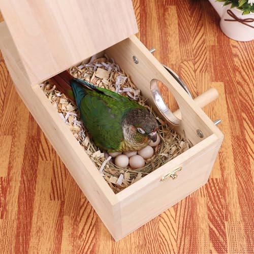 YJJKJ Wood Parakeet Nest Box Pet Bird House Parrot Breeding Mating Box Bird Cage Box for Lovebirds Cockatiel Parrotlets Budgerigar Parakeet (L) - size: Large