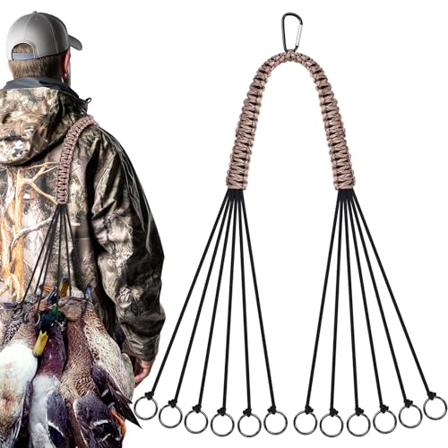 Duck & Bird Tote with 12 Drops Slip Ring, Metal Loop Goose & Duck Hanger, Waterfowl Tote, Dove Bird Carrier, Paracord