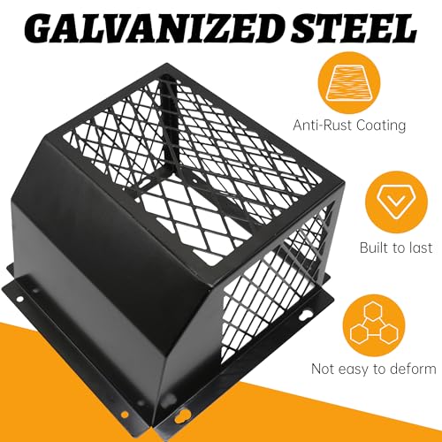 Universal Dryer Exhaust Guard Vent Cover Outside | 7"x7"x5" Heavy Duty Ventilation Bird Cage to Prevents Birds & Rodents from Entering Exhaust for 3" to 4" Bathroom Exhaust Fan - color: Black
