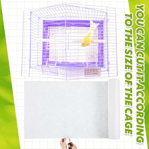 Drydiet Cage Liner for Birds 100 ft x 22 Inch Disposable Parakeet Cage Liners Precut Absorbent Bird Paper Accessories for Pet Animal Parrot Parakeet, Conure,Superior Absorbent Liner (White) - size: 100 ft x 22 Inch