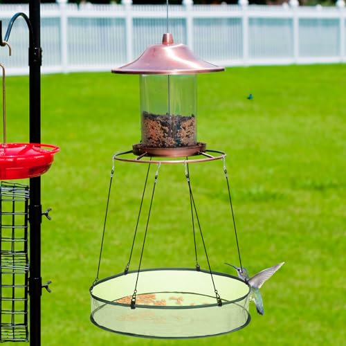 FoldTier 1 Pieces Universal Wild Bird Seed Catcher Hanging Hoop Platform Bird Seed Catcher Tray for Hummingbird Feeders Bee Feeder Outdoor Garden Accessories (24 Inch) - size: 24 Inch
