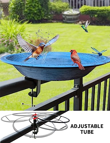 Bird Bath Outdoor Metal Birdbath Deck Mounted, Bird Baths with Adjustable Sturdy Metal Clamp for Deck Railing Balcony Yard Garden Decoration | 2-in-1 Birdbath & Feeder, Adjustable Sturdy Clamp, No-Tool Setup, Weather Rust Resistant, Balcony Deck, Gift for