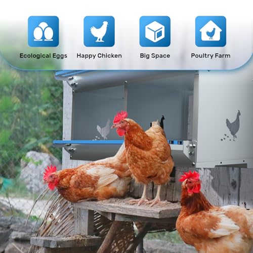 Chicken Nesting Box 8 Compartments Laying Boxes for Chicken Hens Ducks Poultry Protect Eggs Chicken Coop Easy Egg Collection Wall Mount Metal Nest Box for Chicken Coop - size: 8 Compartments
