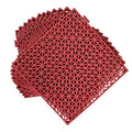 12 Pack Modular Interlocking Cushion 11.6" x 11.6" Rubber Mat Floor Tile Mats Drain Pool Patio Balcony Yard Pet Area Washer Pad(Red) - size: red