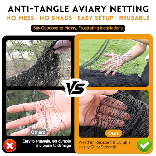 Heavy Knotted Poultry Netting for Chicken Run, 2" Mesh, 50x50 ft HDPE Chicken Coop Netting Cover, Hawk Netting for Chickens, Guards Poultry, Pets & Birds Against Raccoons & Predators - style: 50' x 50' - 2"
