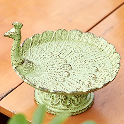 HOUYANG Cast Iron Bird Baths for Outdoors,Metal Bird Feeder,Garden Yard Table Decor | Heavy-duty material suitable for all seasons; also ideal for storing fruit, snacks, and small items indoors. - color: Birdbaths-A