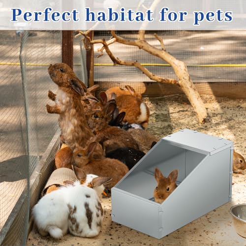 Maxcheck 4 Pcs Galvanized Metal Rabbit Nesting Box Bunny Small Animal Nest with Removable Acrylic Floor Durable Easy to Clean for Indoor Outdoor Use Rabbit Supplies (18.5 * 10.6 * 10 Inch) - size: 18.5"L x 10.6"W x 10"H