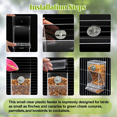 Rypet 2 Pack No-Mess Automatic Bird Feeder, Parakeet Cage Accessories | 16 oz Seed Capacity, Transparent Acrylic Food Level Check, Helps Reduce Seed Scatter, for Cockatiel Parrot Cockatoo Canary - color: Transparent-2 PCAK
