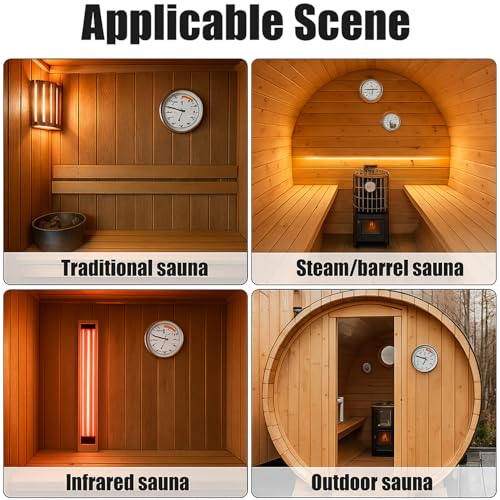 Sauna Thermometer and Hygrometer Combo – Precise Temperature & Humidity Gauge for Sauna Roomsk, Temperature Range 70-250°F, Humidity Range 0-100%
