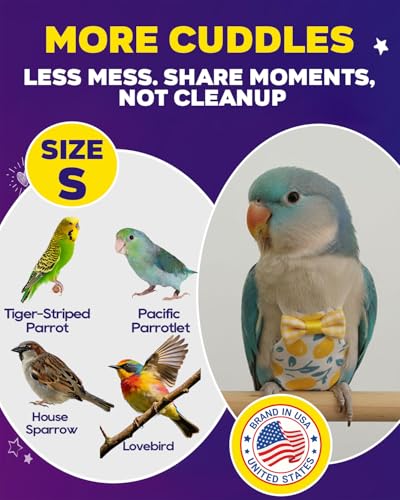 10Pcs Large Size Bird Diapers, Reusable Parrot Pigeon Pants, Leakproof Poop Control Suit for Cockatiel Conure Macaw Parakeet, Indoor Outdoor Nappy for Medium Birds (Size M)