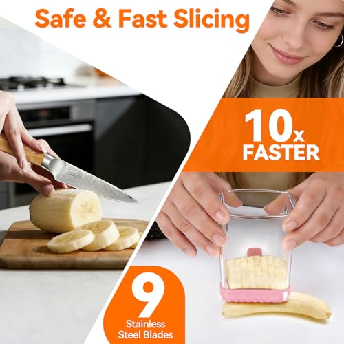 Fruit Slicer Cup for Strawberry, Banana, Hard-Boiled Egg - Detachable Cutter with Push Plate - Rapid & Safe Slicing Kitchen Gadget for Quick Meal Prep, Pink - color: Pink