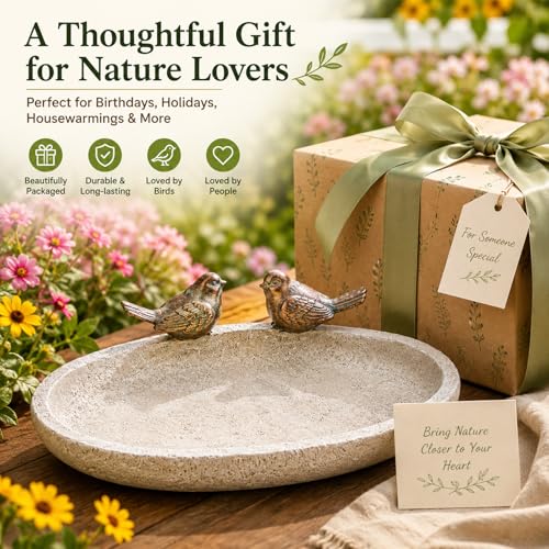 Bird Baths for Outdoor, Resin Garden Ground Birdbath Bowl Yard Decor | Antique Outdoor Garden Bird Baths with Vintage Bird Ornament, Tabletop Bowl Birdbaths Bird Feeder for Outside Yard Decor - color: White