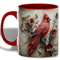 Cardinal Bird Coffee Mug, 11oz Ceramic Red with Songbird and Flower Design, Gift for Women, Nature Lovers, Birthdays, Tea, Coffee, Hot Chocolate Lovers, Artistic and Elegant (Red Cardinal Bird) - color: Cardinal Bird